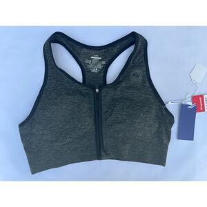 AEROPOSTALE SPORT, SIZE XL, ZIP FRONT SPORTS BRA, GRAY